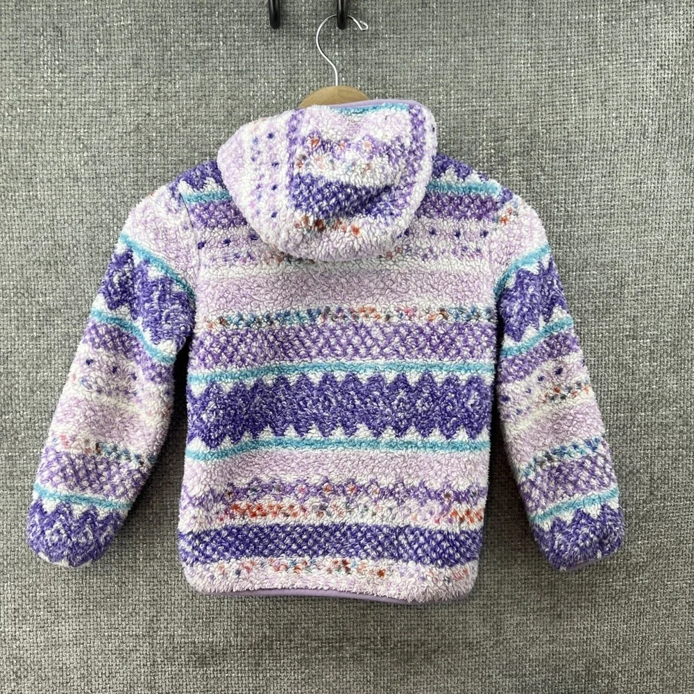 EDDIE BAUER Quest Fleece Plush Sherpa Hooded‎ Jacket Girls Size XS (5/6) Multi